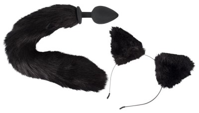 Pet Play Plug Ears Set Compus Din Plug Anal Cu Coada De Pisica Si O