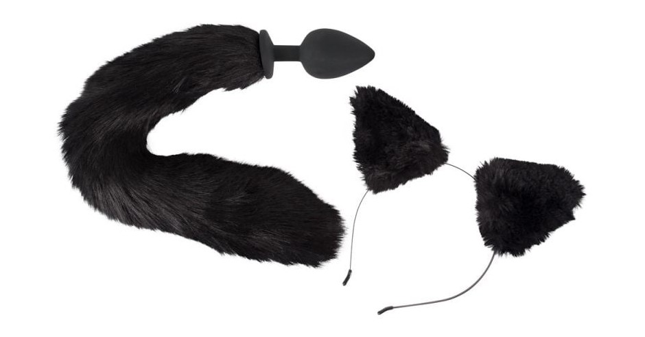 Pet Play Plug Ears Set Compus Din Plug Anal Cu Coada De Pisica Si O