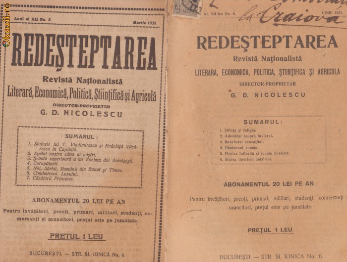 Redesteptarea - revista nationalista, 12 buc. din 1916-1921 | Okazii.ro