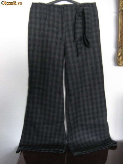 Pantaloni dama fete stofa carouri, Lungi, 36, 38, 40, 42 | Okazii.ro