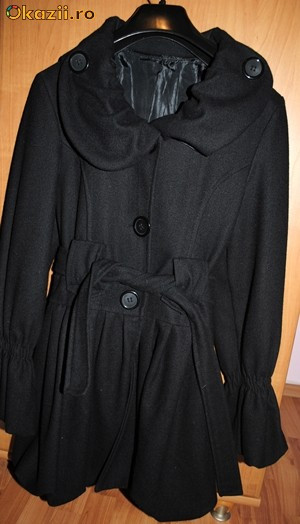 palton negru de iarna,tip gogosar,mar.universala,BEST PRICE | arhiva  Okazii.ro