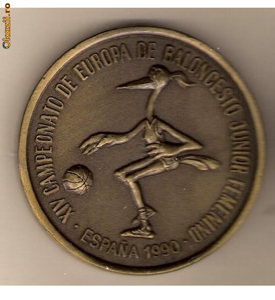 CIA 55 Medalie CAMPIONATUL EUROPEAN DE BASCHET JUNIORI, FEMININ, SPANIA  1990(participant) -dimensiuni aproximativ 61 milimetri | Okazii.ro