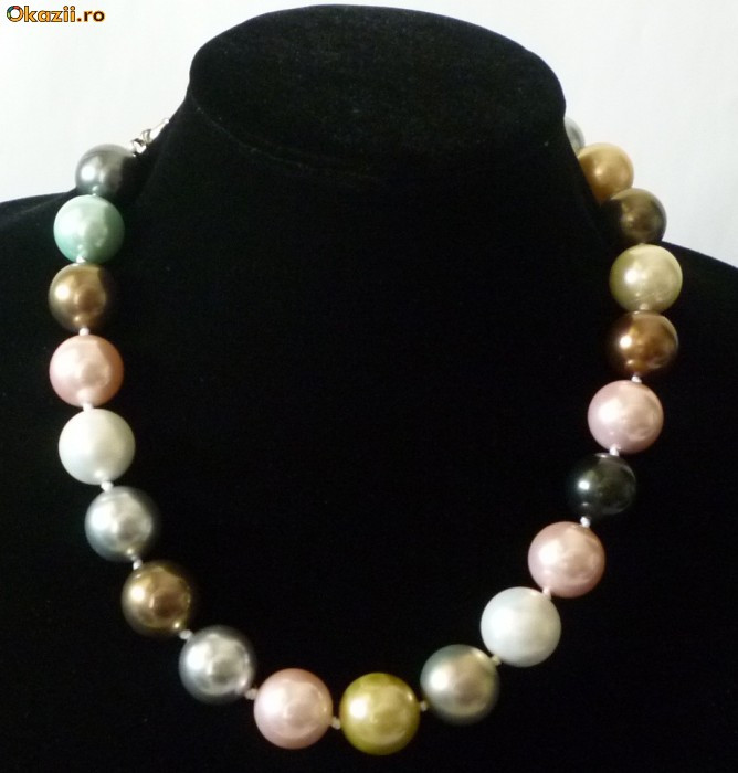 Colier perle rotunde mari colorate si akoya diametru 1,4 | Okazii.ro