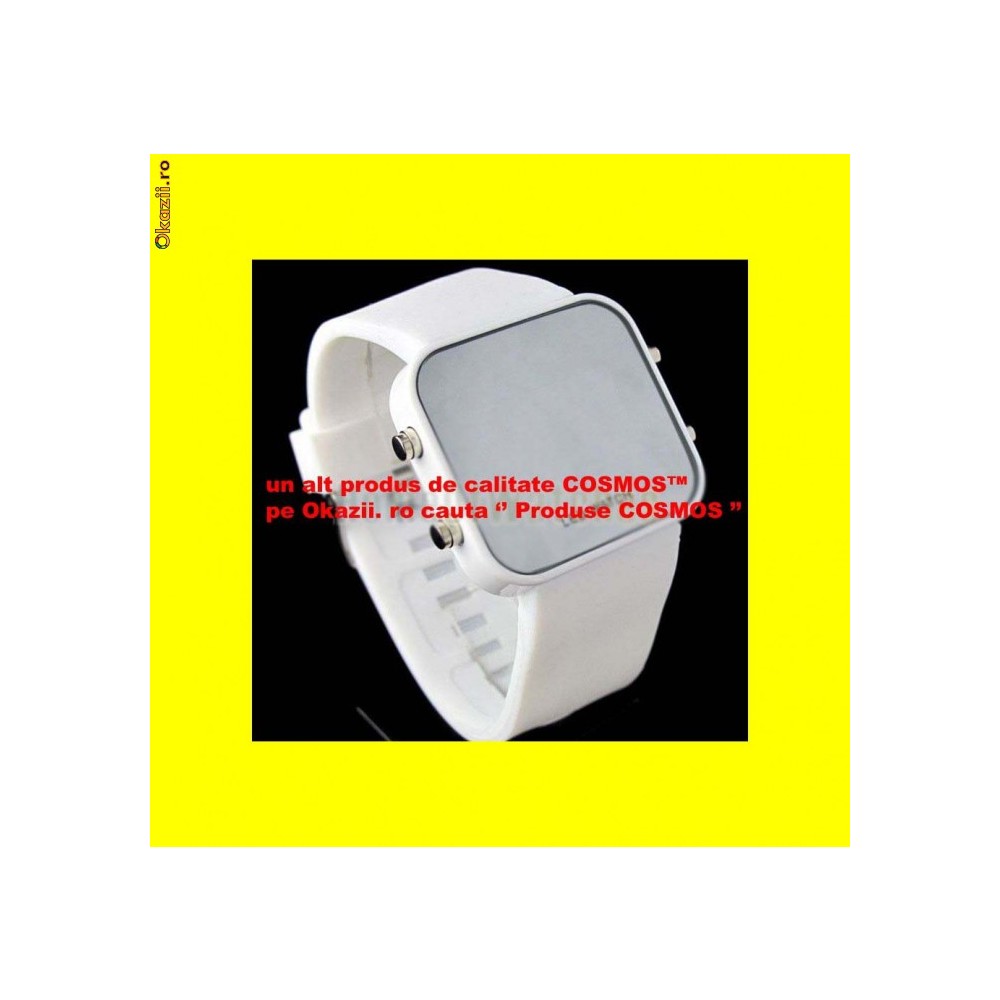 Ceas Silicon Jelly Alb Cu Oglinda Unisex Led Watch Led Uri Dama