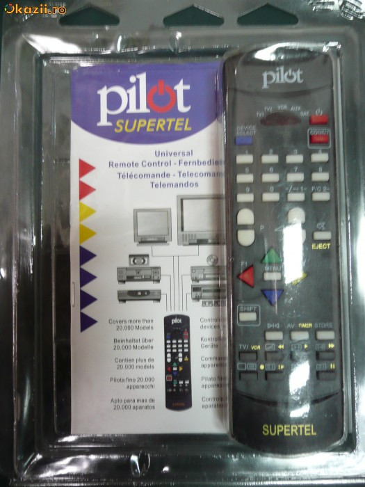 Telecomanda universala tip Supertel Pilot inlocuieste 20.000 tipuri de  telecomenzi pentru televizoare si dvd - uri. | arhiva Okazii.ro