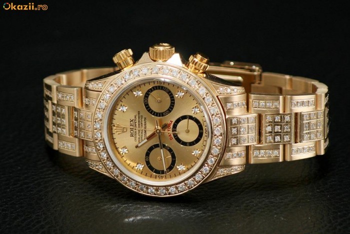 Vand ceas aur ROLEX DAYTONA GOLD+DIAMANTE, 156gr aur 18K | arhiva Okazii.ro