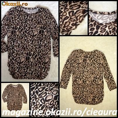 BLUZA BLUZE DAMA MANECA LUNGA ANIMAL PRINT LEOPARD 2 FALDURI LATERALE,  Universala | Okazii.ro