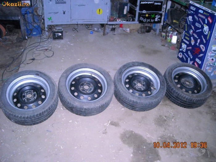 jante tabla intoarse 15inch 4x100 au si cauciucuri 185x50x15 merg pe  renault,dacia logan,vw... | arhiva Okazii.ro