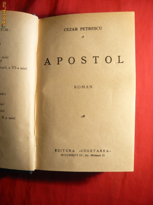 Cezar Petrescu - Apostol - Prima Ed. 1933 | Okazii.ro