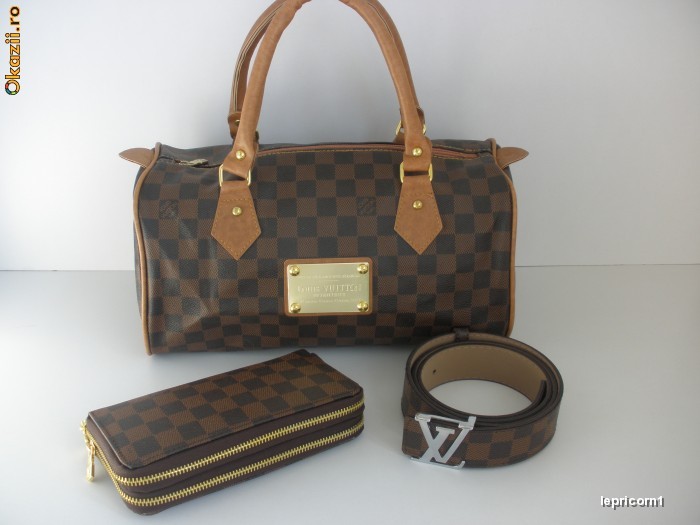 Geanta GENTI POSETA+ PORTOFEL+CUREA LOUIS VUITTON SET 3 15 %  REDUCERE!!!!Replica | arhiva Okazii.ro