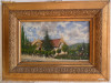 Gara Bistrita 1901 , pictura veche in ulei pe panza, Peisaje, Altul
