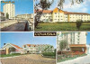 CP201-03 Covasna: Hotelul ,,Cerbu&quot; si Hotelul ,,Covasna&quot;; Spitalul cardiologic; ... -carte postala, necirculata -starea care se vede