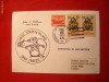 Plic circ. in Antarctica in USCGC 1974 ,stamp. Speciala