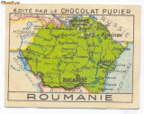 1405 - Harta ROMANIA MARE Cernauti Iasi Chisinau (5 / 7 cm) - mini postcard 1927