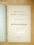 Statut Soc. lacatusilor ,,NICOVALA&amp;quot; Buc. 1898