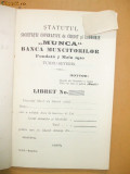 Statutele Soc. credit ,,MUNCA&amp;quot; T. Severin 1910