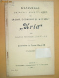 Statut Banca ,,URIA&amp;quot; Olt, Giurgiu 1910