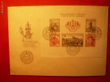 Plic FDC francat cu Colita : Exp.Internat. Filatelica Praga 1955