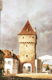 Carte postala ilustrata Poarta Sag - Sibiu, dinspre oras