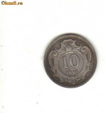 Bnk mnd Austria 10 heller 1892 REPLICA , cupru argintat, Europa