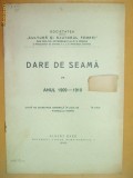 Dare de seama Soc.,, Cultura si ajutorul femeii&amp;quot; Buc. 1910