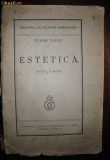 Tudor Vianu, Estetica, editia a doua, 1939