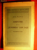 GH. PANU - AMINTIRI DE LA JUNIMEA din Iasi- 1935