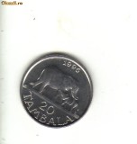 Bnk mnd Malawi 20 tambala 1996 unc , fauna, Africa