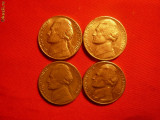 Set 5 Centi: 1974 ,1976 ,1977 ,1980p ,SUA ,Cal.F.Buna