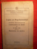 Legea si Regulamentul pt. Incurajarea Constr. de Cladiri - 1921