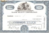 526 Actiuni -MAJOR REALTY CORPORATION -seria UJ 272581