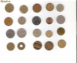 21 Lot interesant de monede si jetoane (fise, token)(20 bucati)