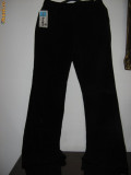 Pantaloni dama fleece, Lungi, Negru, Poliester