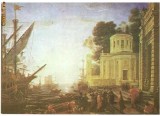 CP188-18 Peisaj cu debarcarea Cleopatrei la Tars, de Claude Lorrain -carte postala necirculata