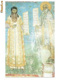 CP191-13 Biserica Voronet. Mitropolitul Rosca si Daniil Sihastrul -carte postala necirculata