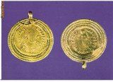 CP194-39 Medalion din aur, emis de Imparatul Anastasius(491-517), colectia C.Orghidan -Muzeul National de Istorie -carte postala necirculata