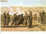 CP194-63 ,,Baterie de artilerie la Calafat&quot; de Sava Hentia -Muzeul National de Istorie -carte postala necirculata