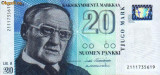 FINLANDA █ bancnota █ 20 Markaa █ 1993 (1997) █ P-123 █ UNC █ necirculata