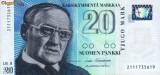 FINLANDA █ bancnota █ 20 Markaa █ 1993 (1997) █ P-123 █ UNC █ necirculata