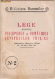 Lege pentru perceperea si urmarirea veniturilor publice (editie 1934)