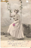 T FOTO 18 Romantica -Tanara in leagan -Strengarita... amorul o tortura -circulata de la Bacau la Braila 1903 -catre Irina Petridis