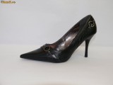 Pantofi negri ,decor cureluse cu inele - (Belle Woman 3088-40 black) REDUCERE EXCEPTIONALA DE PRET, 36, 39, 41, Negru, Cu toc