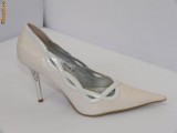Pantofi albi , ideal pentru mireasa - (Belle Woman 5837-2A white) REDUCERE EXCEPTIONALA DE PRET, 35 - 38, 40, 41, Alb, Cu toc
