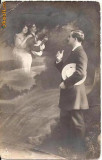 T FOTO 74 Romantica -Indragostit gandind la clipele cu iubita sa -circulata de la Calarasi,10 2 1916, Drei Mariana Popa, Slepul no.49, Port Braila