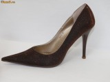 DEOSEBITI ! Pantofi de gala maro , lurex - (Belle Woman 169-1 brown) REDUCERE EXCEPTIONALA DE PRET, 35, 36, 38, 39, Cu toc