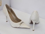 DEOSEBITI ! Pantofi albi pentru femei - (Belle Woman 169-7D white) REDUCERE EXCEPTIONALA DE PRET, 36 - 39, Alb, Cu toc