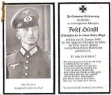 U FOTO 86 Necrolog -Militar german Obergefreiter Josef Dunstl (aviatie?), cazut in razboi, 29 ian 1943, la varsta de 31 de ani -crucea cu zvastica
