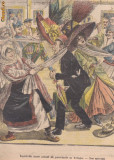 Ziarul Veselia : ispravile unor actori de provincie la Telega (1909,gravura color)