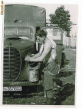 3976 - Romania WW II - Camion si militar 1941 - real foto - unused - 9 / 7 cm