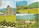 CP200-27 Maneciu: Motel Cheia; Vedere din satul Cheia; Muntele Rosu; Manastirea Cheia -carte postala, circulata 1975 -starea care se vede